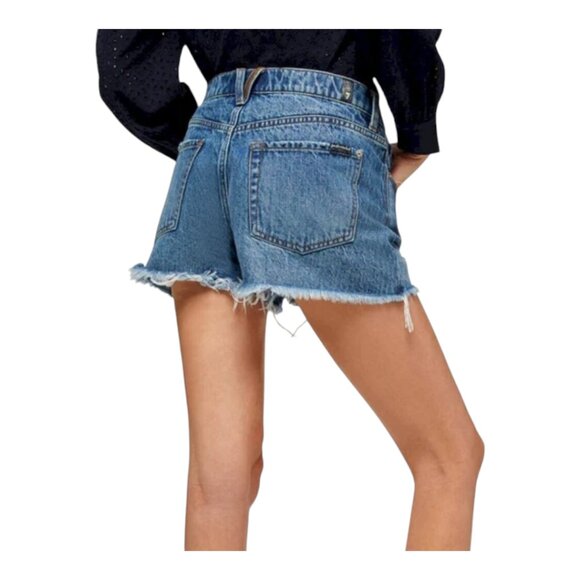 7 For All Mankind Monroe Denim Cut-Off Shorts With Exposed Button Women's 24 - Picture 4 of 10